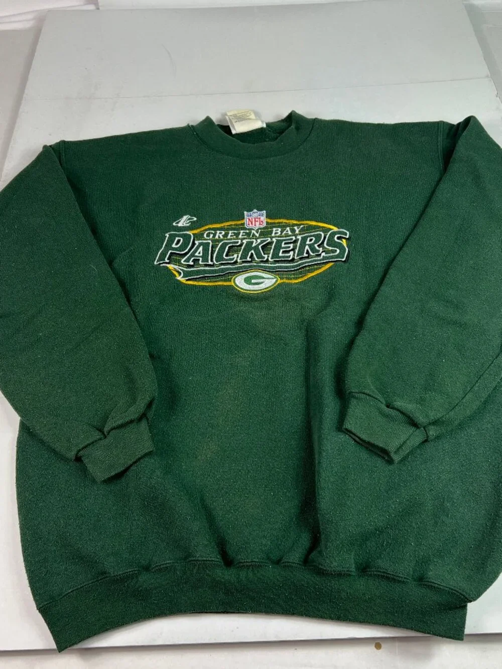VTG 90s NFL Green Bay Packers Sweatshirt Youth Extra Large Green Faded Crewneck